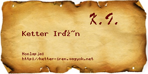 Ketter Irén névjegykártya